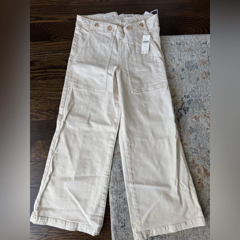 Pilcro Colette Cream Ankle Cropped Pants